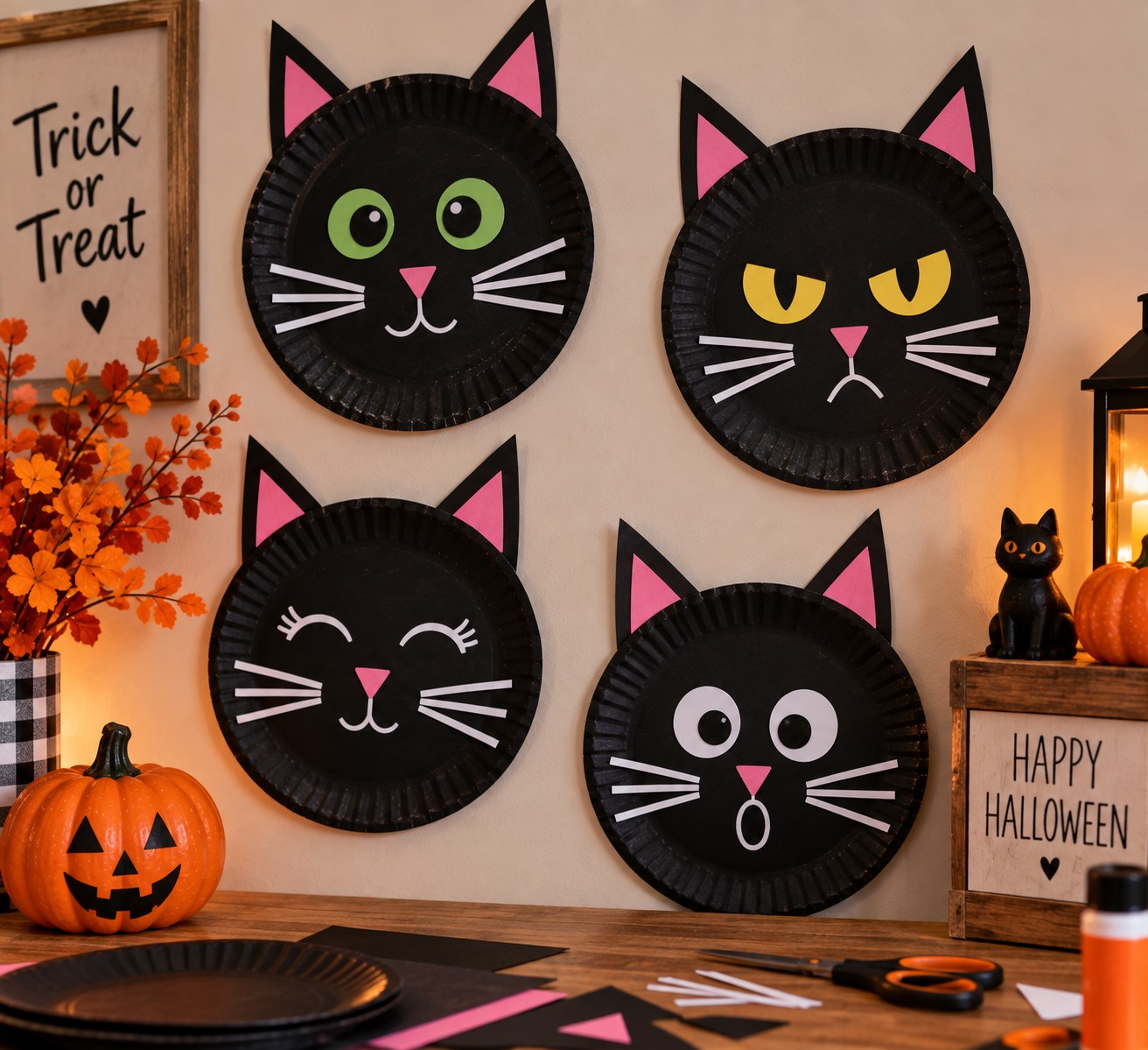 Make a Paper Plate Black Cat