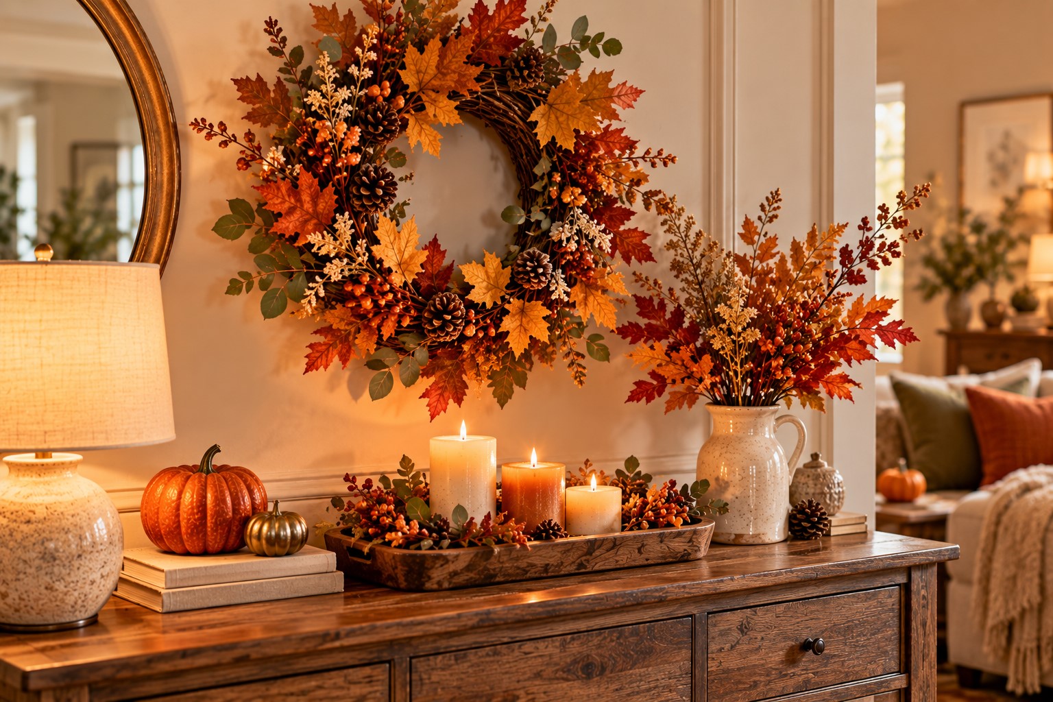 Reuse a Fall Wreath Indoors