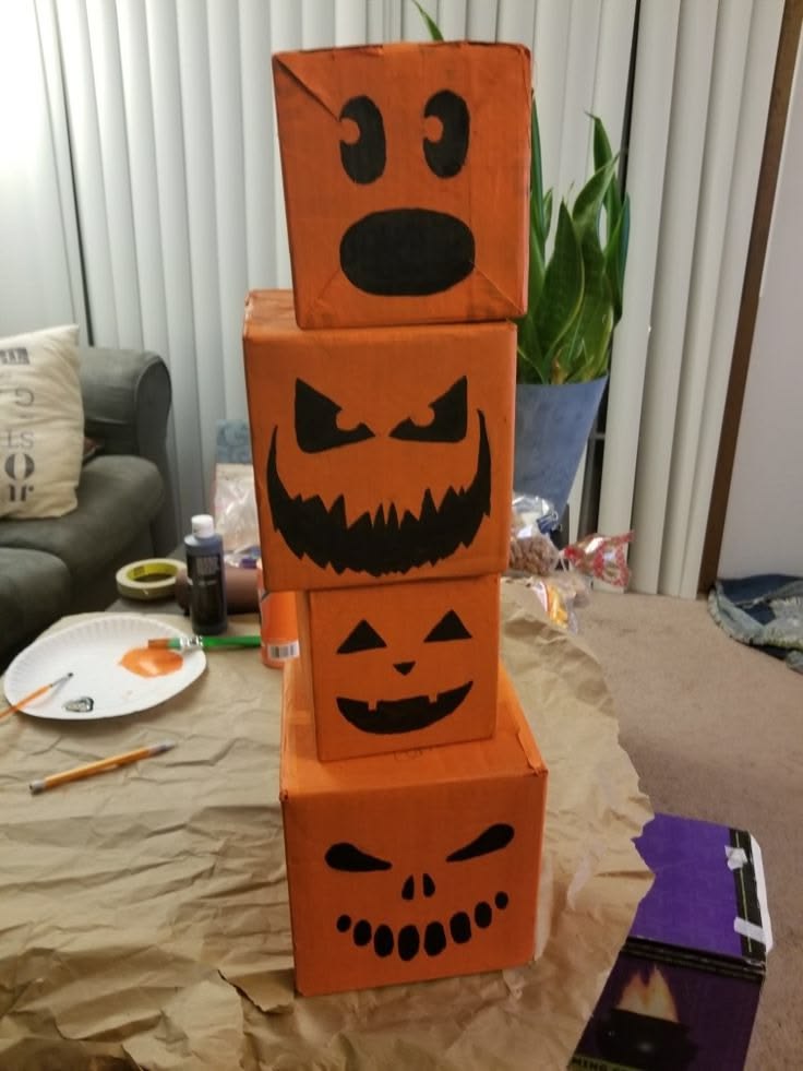 Turn Cardboard Boxes Into Halloween Decorations