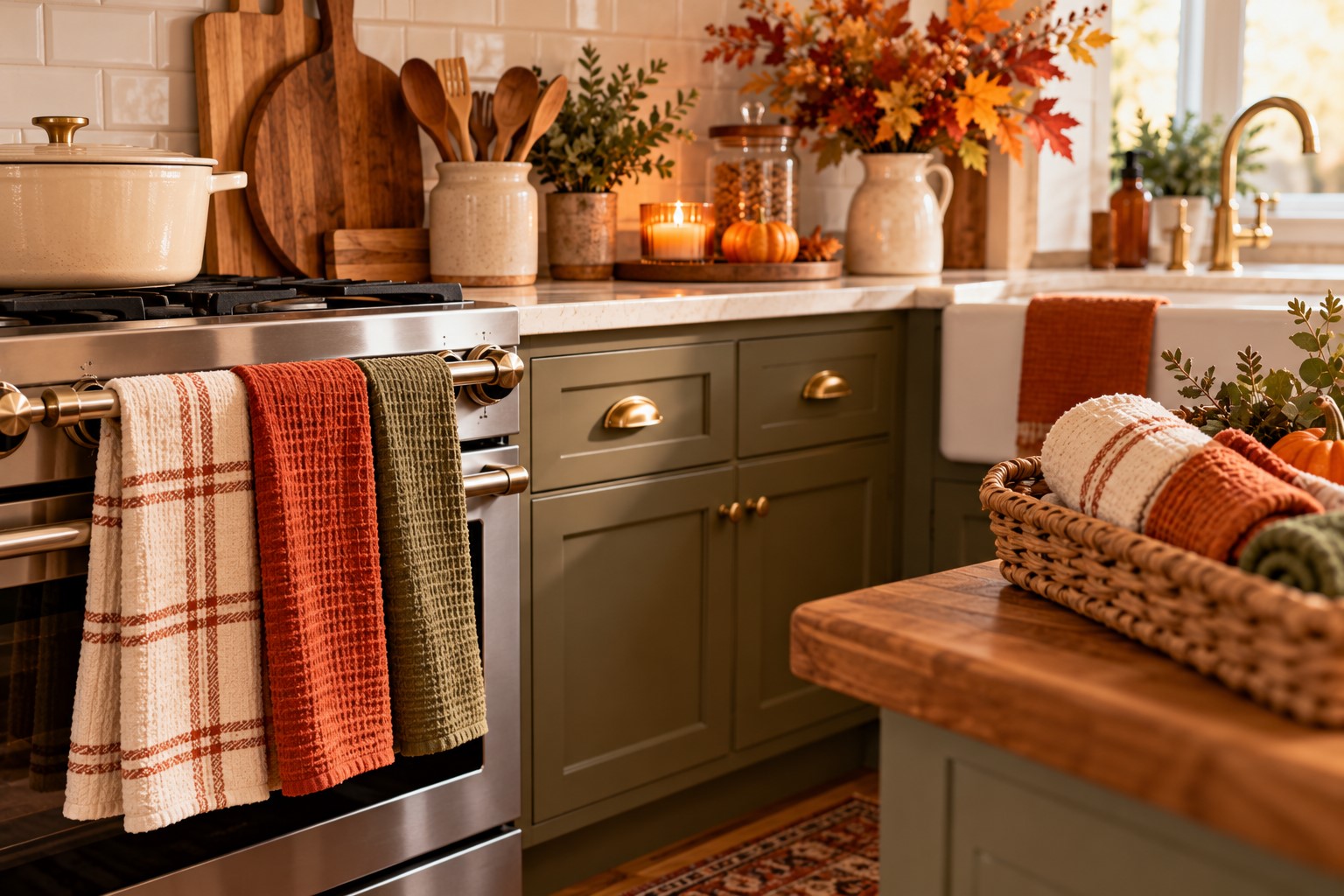 Turn Kitchen Towels Into Seasonal Color