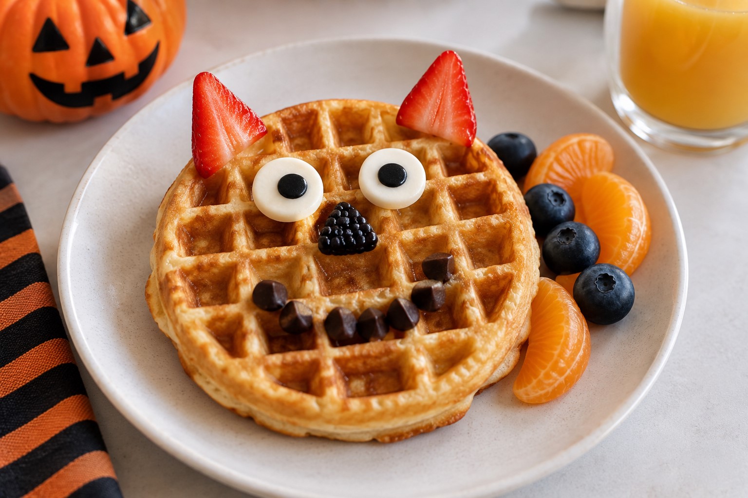 Turn Waffles Into Halloween Characters