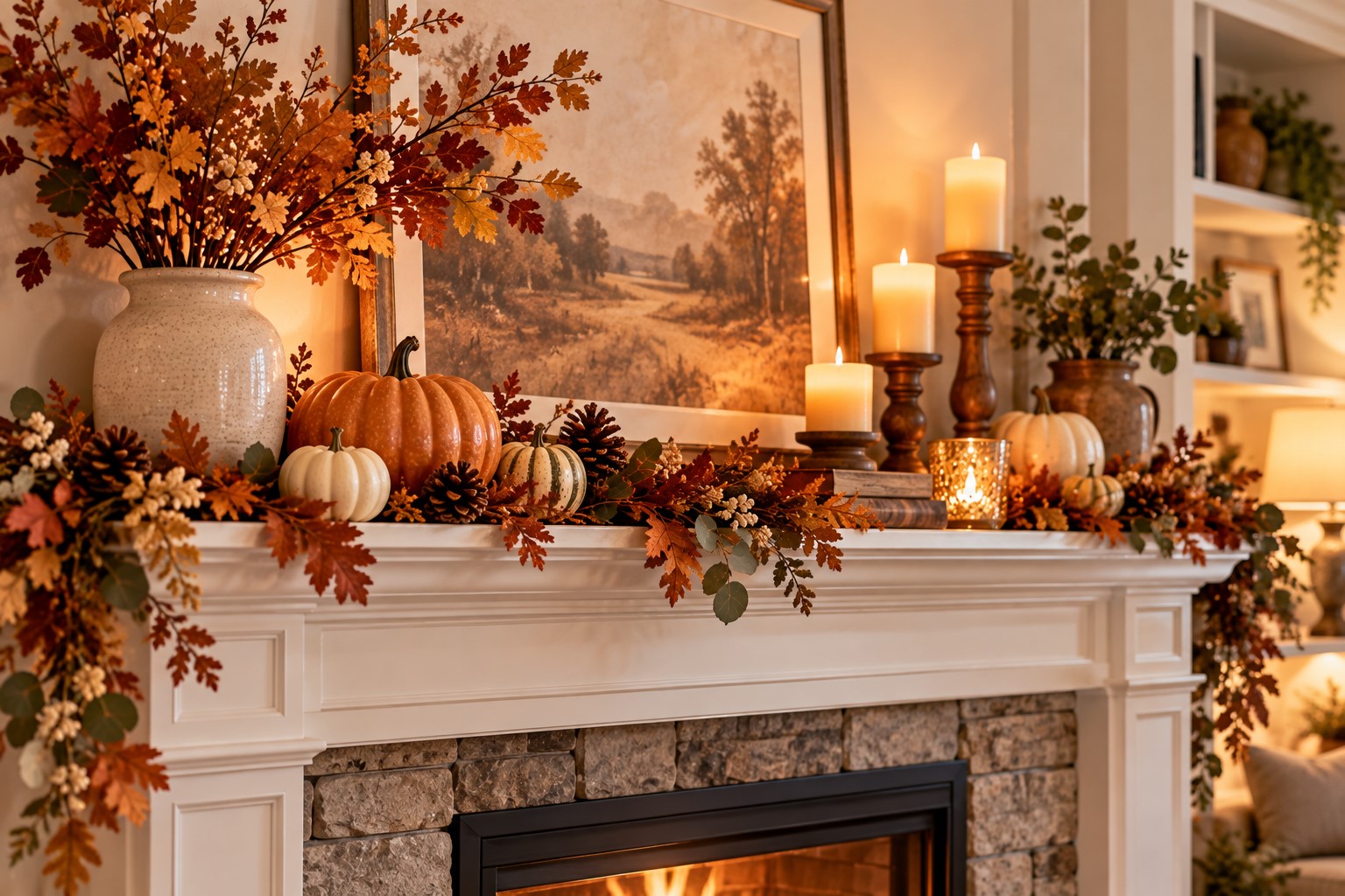 Turn a Fall Mantel Into a Thanksgiving Mantel