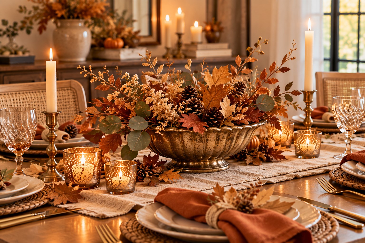 Use a Vintage Bowl Filled With Dried Leaves