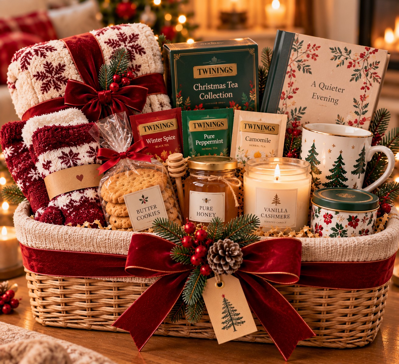 Hot Tea and Cozy Evening Basket