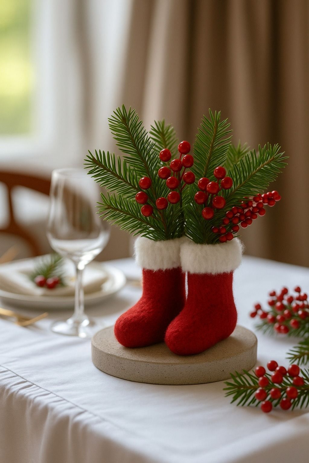 If you have small stockings, use one as part of a Christmas display.