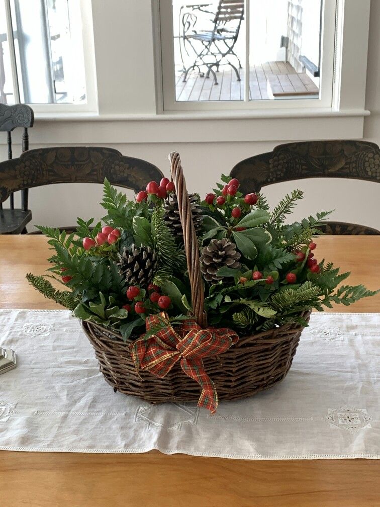 Make a Centerpiece From a Christmas Basket