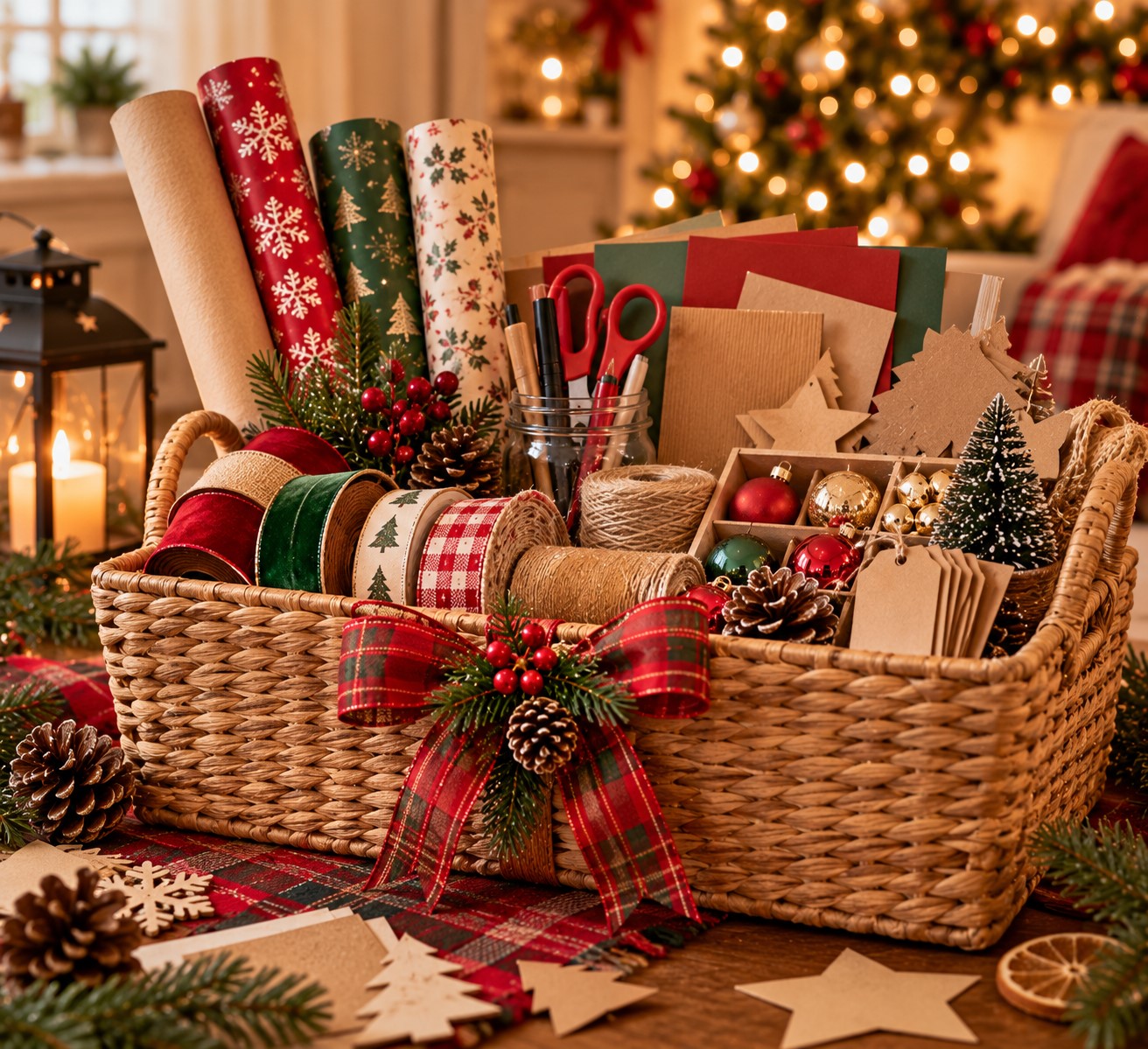 Put Together a Small Christmas Craft Basket
