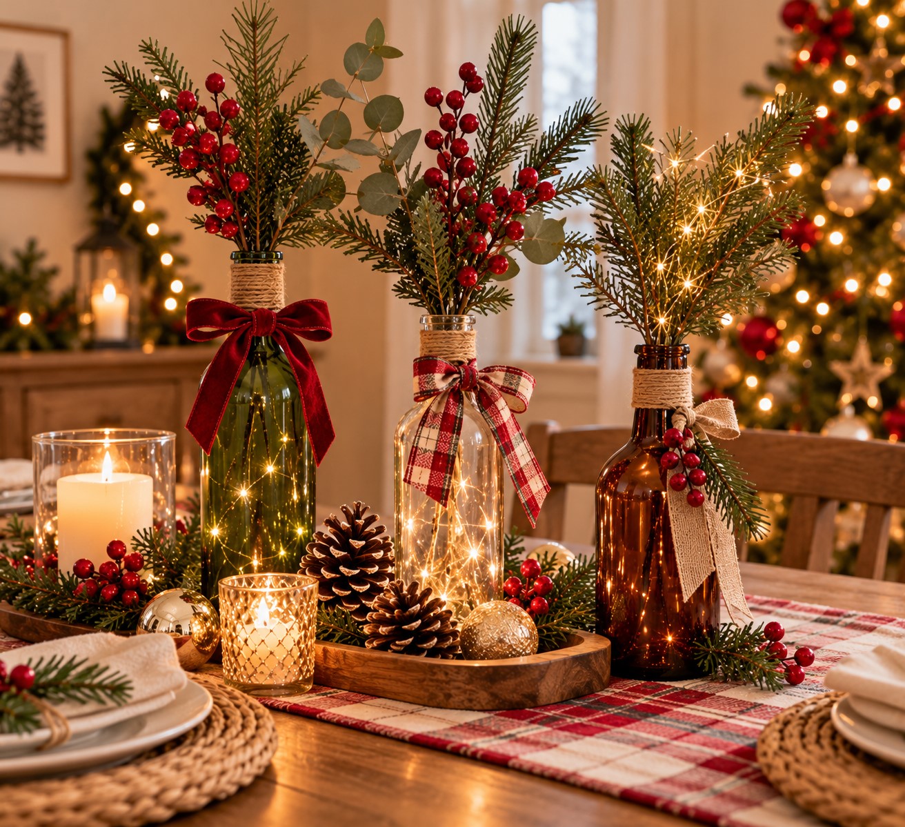 Turn Empty Bottles Into Simple Christmas Decor