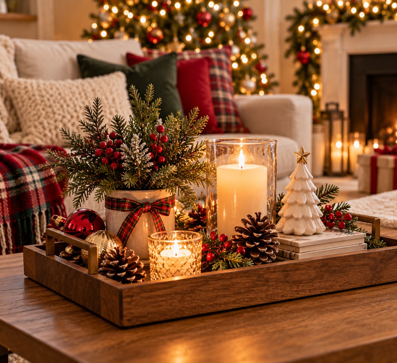 Turn Everyday Trays Into Christmas Displays