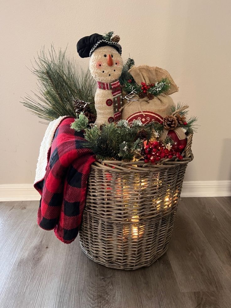 Use a Basket for Christmas Blankets
