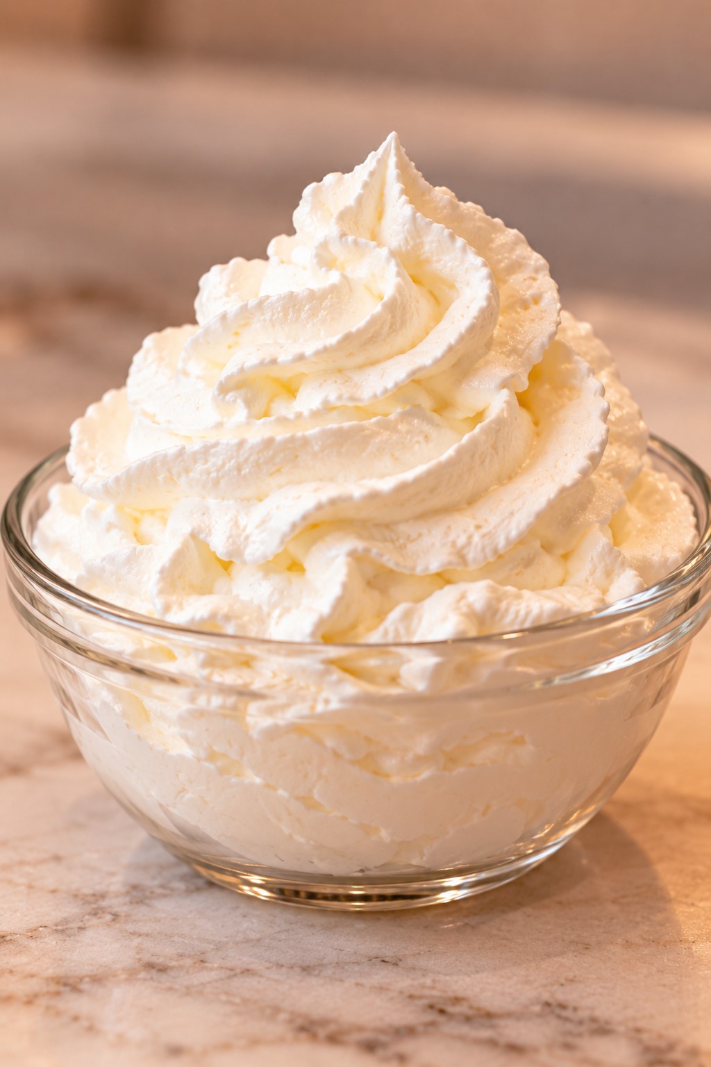 Whipped Cream Spiral in Glass Bowl